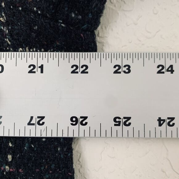 Vintage 80s Women L/XL* Coat Black Tweed Speckled Wool Leather Button Mod Gogo - Picture 12 of 15